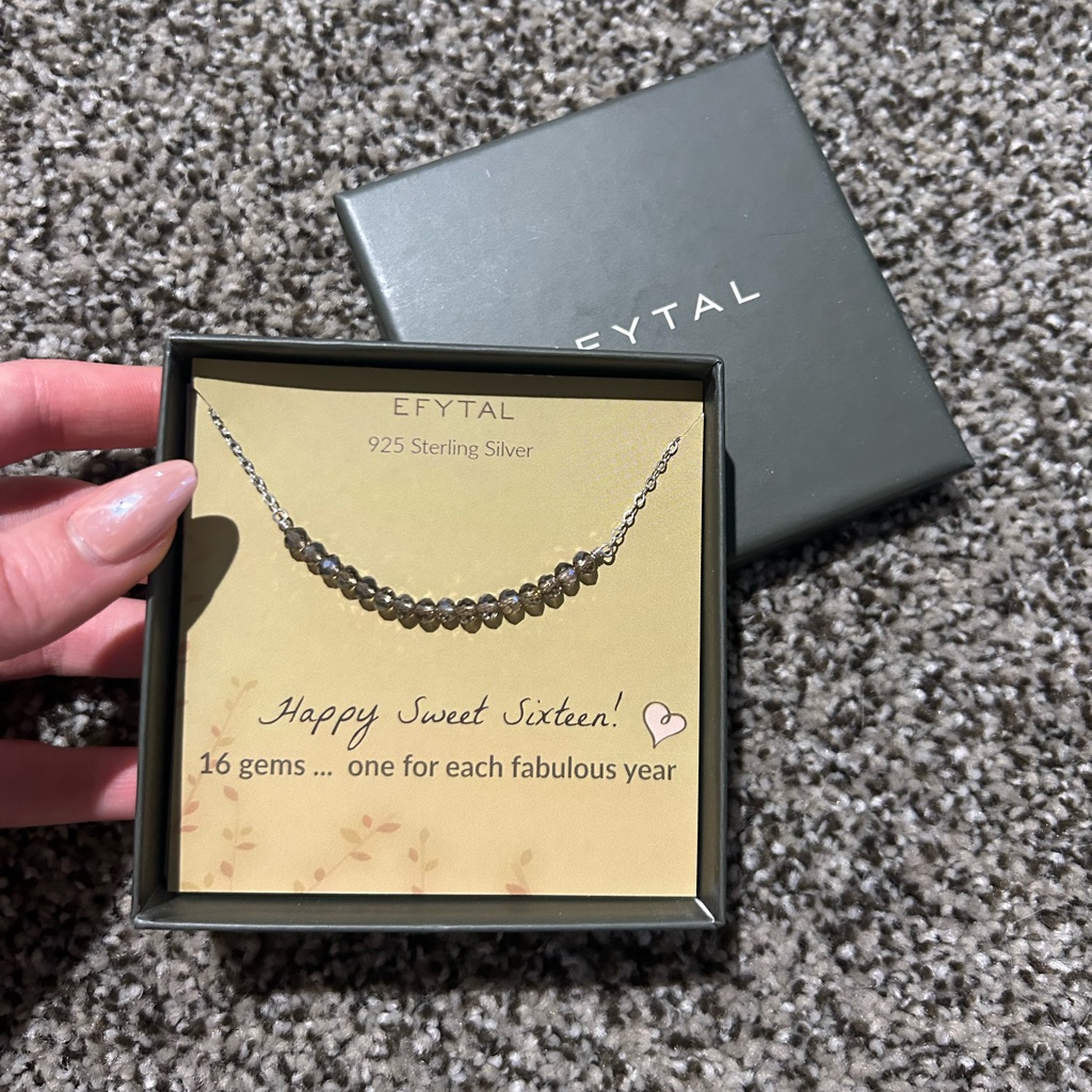 16th Birthday Silver Necklace With Gold Accents
